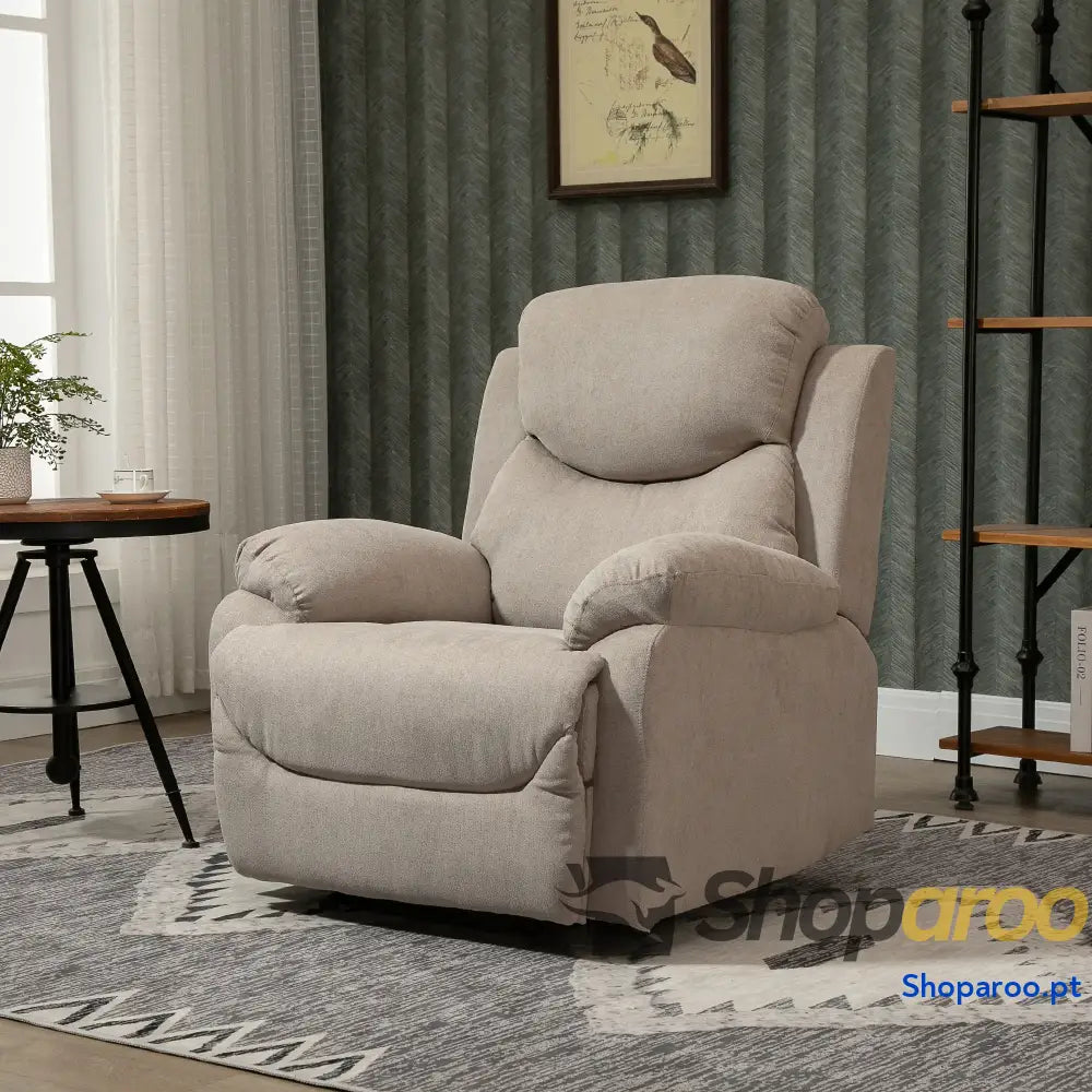 Poltrona Reclinável De Sala de Estar Relax Manual com Apoio para os Pés 93x88x102 cm Bege