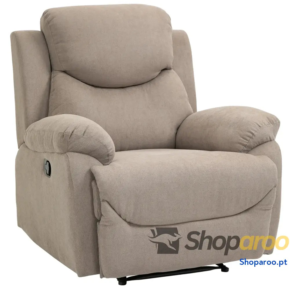 Poltrona Reclinável De Sala de Estar Relax Manual com Apoio para os Pés 93x88x102 cm Bege
