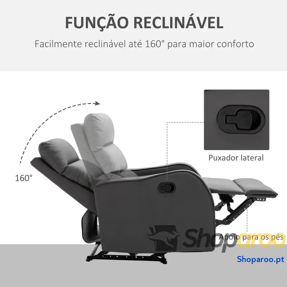 Poltrona Relax com cadeira reclinável manual de até 160° 65x89x100cm