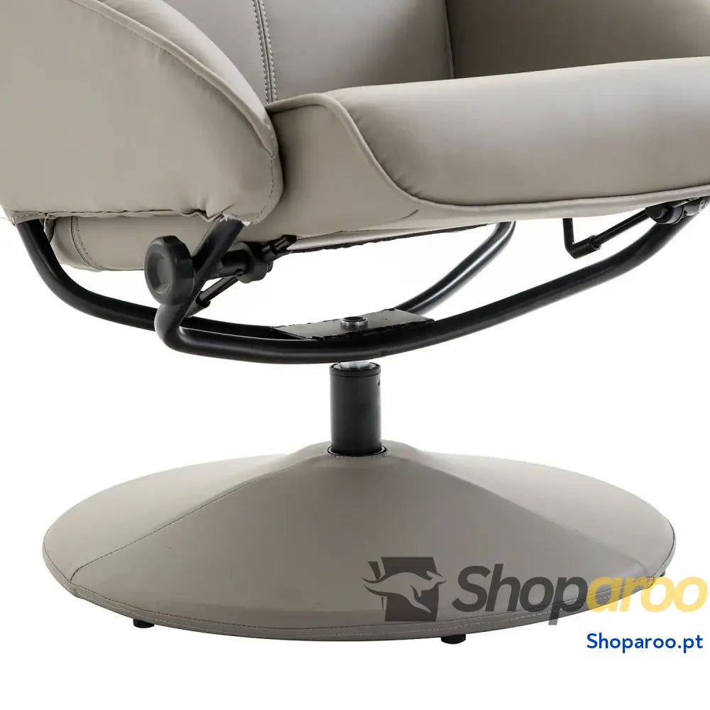Poltrona Relax Reclinável até 145° com Banco de Apoio para os Pés Giratória 360° Estofada em PU e Estrutura Aço