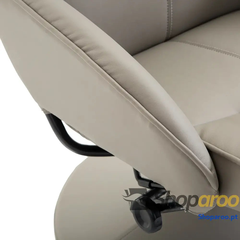 Poltrona Relax Reclinável até 145° com Banco de Apoio para os Pés Giratória 360° Estofada em PU e Estrutura Aço