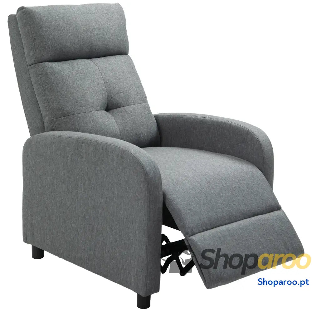 Poltrona Relax Reclinável até 155° Manual Estofado para Pessoas com Altura Inferior 195 cm 67x87x98 Cinza
