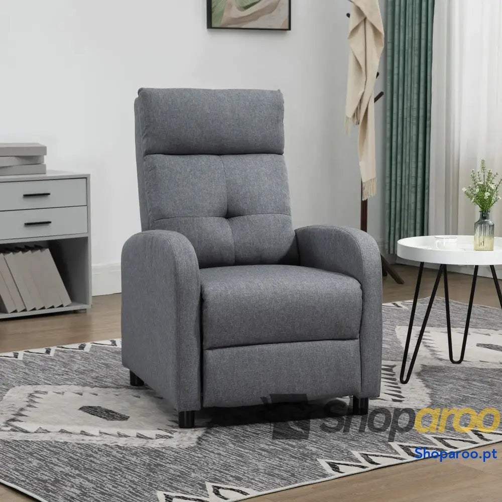 Poltrona Relax Reclinável até 155° Manual Estofado para Pessoas com Altura Inferior 195 cm 67x87x98 Cinza