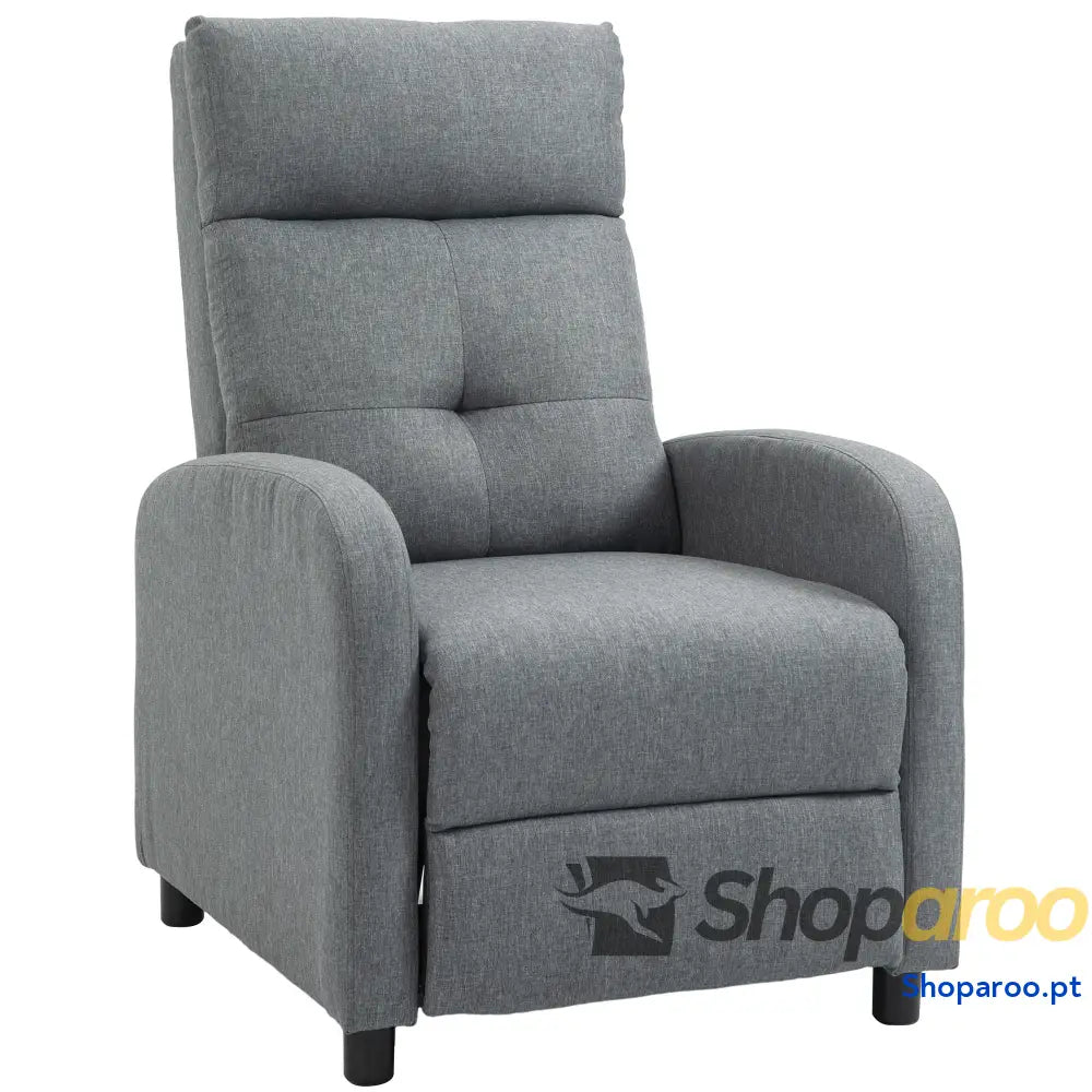 Poltrona Relax Reclinável até 155° Manual Estofado para Pessoas com Altura Inferior 195 cm 67x87x98 Cinza