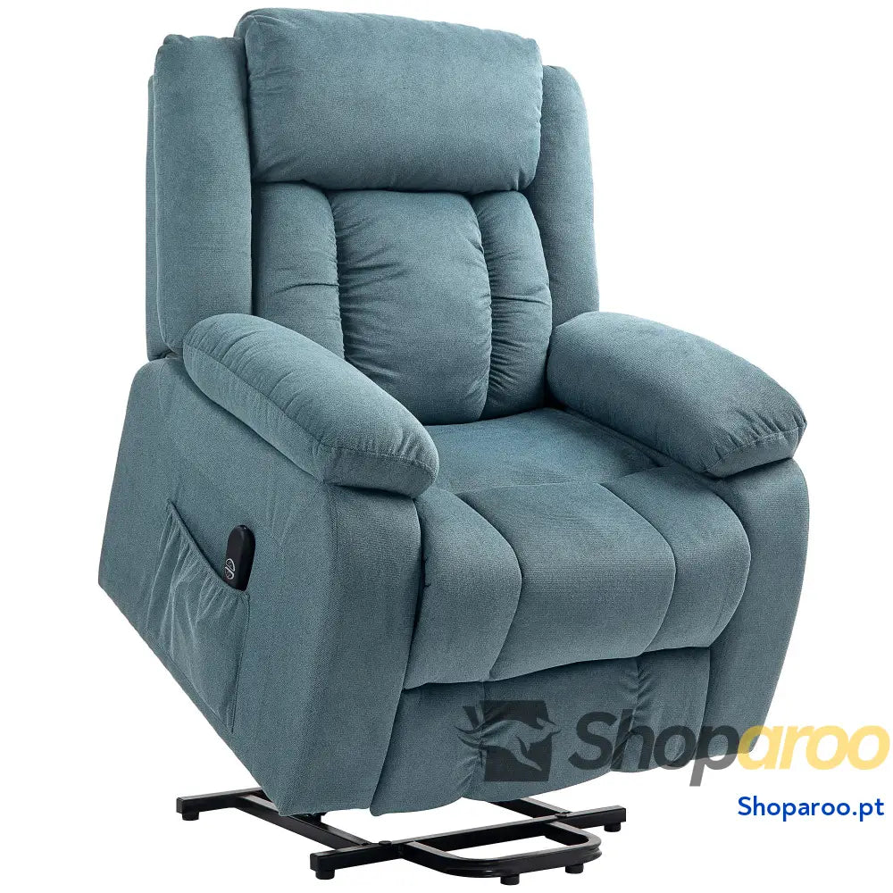 Poltrona Relax Reclinável Elétrica Levanta Pessoas com Controlo Remoto Apoio para os Pés e Bolsos Laterais 92x94x105 cm