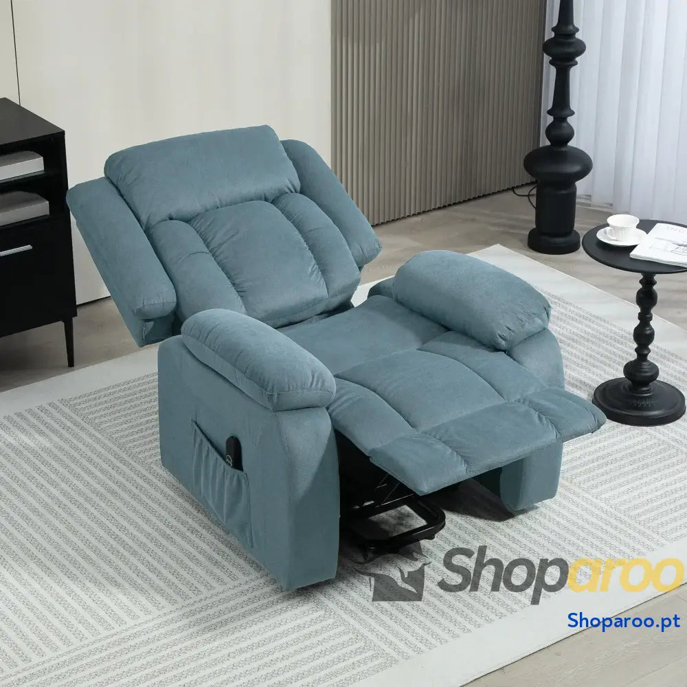 Poltrona Relax Reclinável Elétrica Levanta Pessoas com Controlo Remoto Apoio para os Pés e Bolsos Laterais 92x94x105 cm