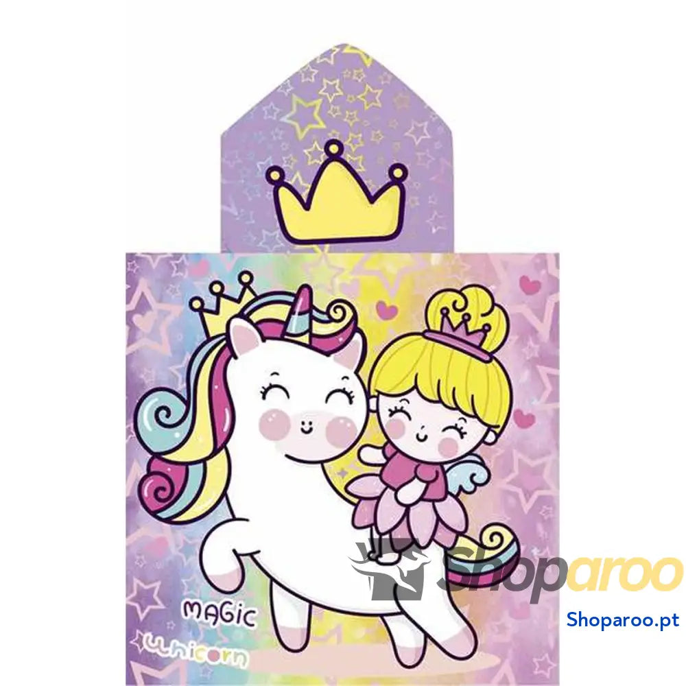 Poncho Toalha com Capuz Secaneta Unicornprins 60 x 120 cm