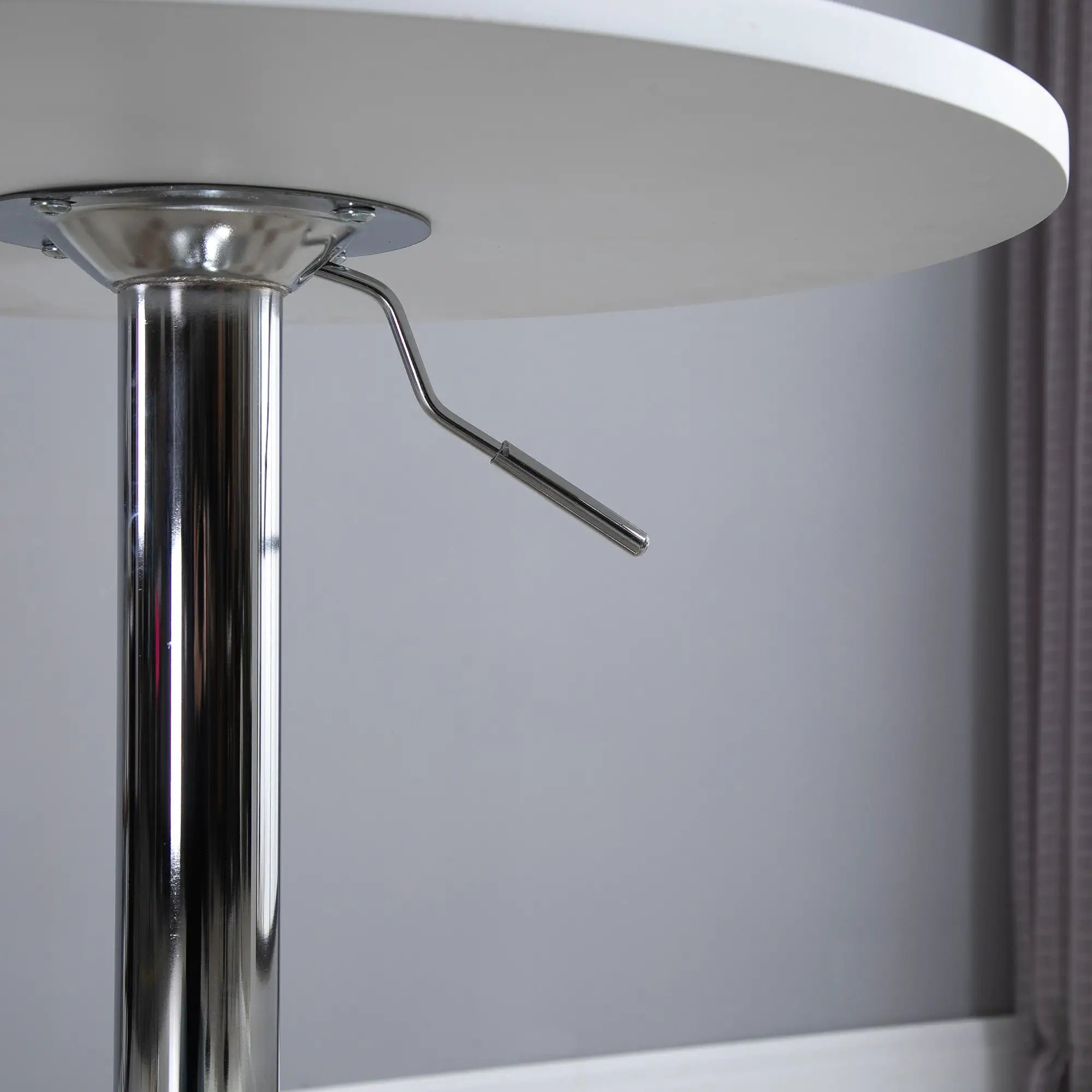 Mesa de bar ajustável branca com base redonda para cozinha ou sala de jantar