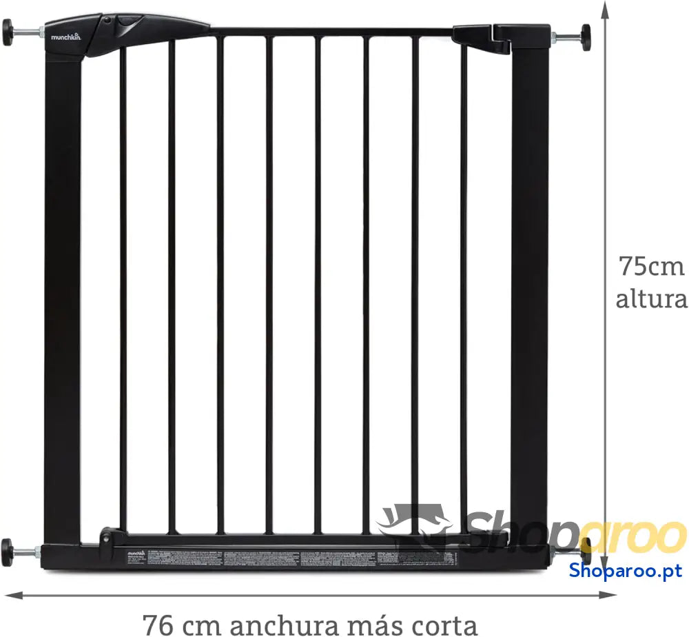 Porta de escada Munchkin segura para crianças pequenas e bebés porta ajuste pressão ou cães segurança 76 82 cm preto