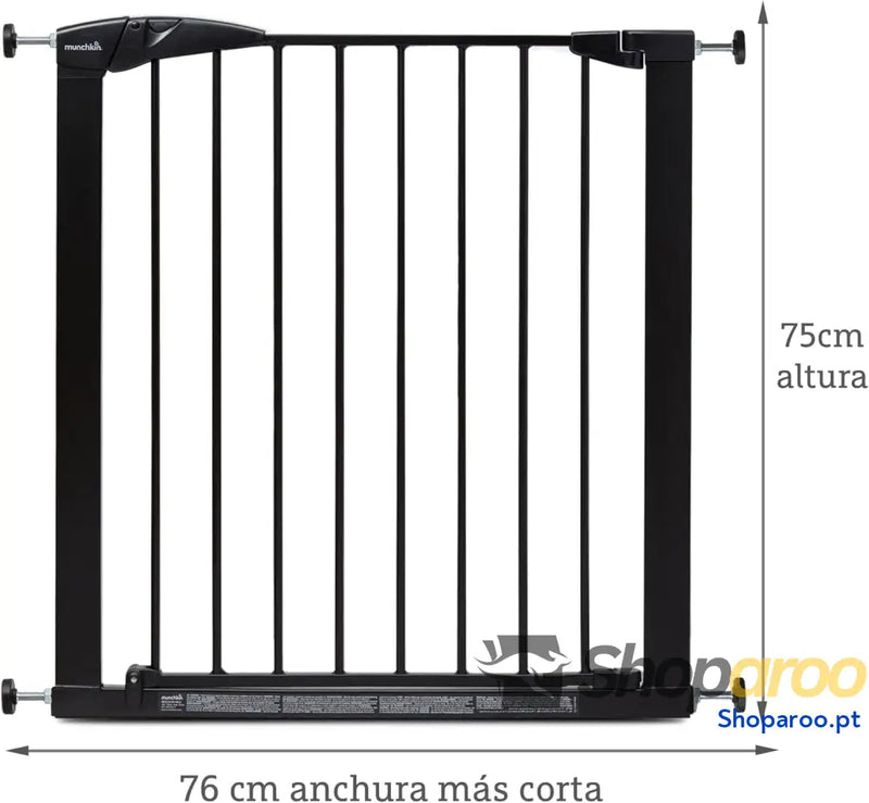 Porta de escada Munchkin segura para crianças pequenas e bebés porta ajuste pressão ou cães segurança 76 82 cm preto