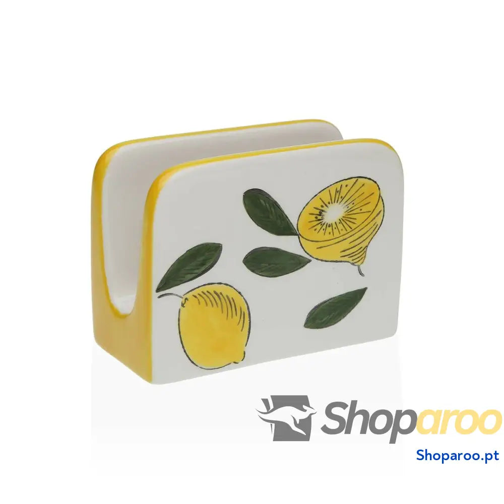 Porta guardanapos Versa Cerâmica 5 x 8 11 cm Limão