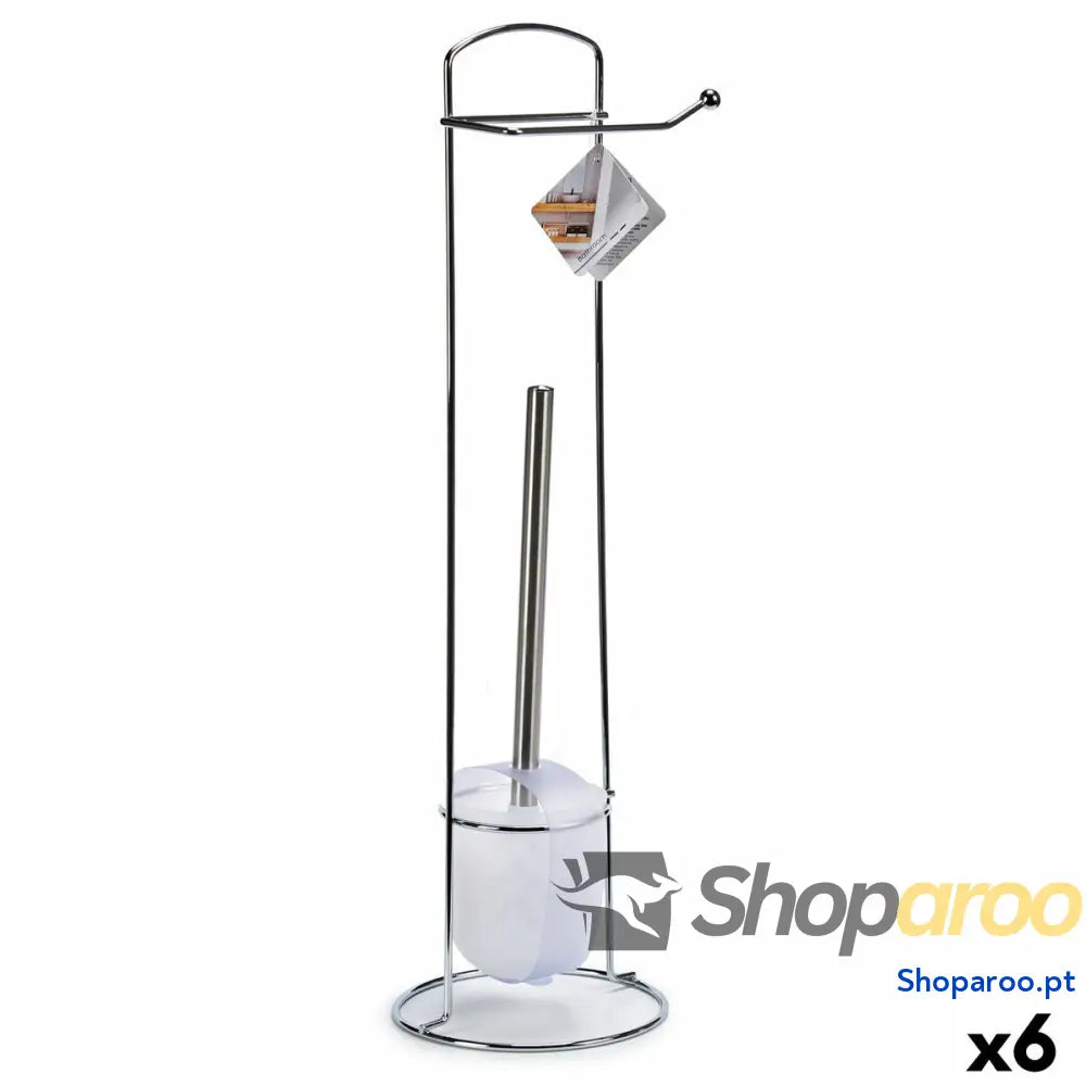 Porta Rolos de Papel Higiénico com Suporte para o Piaçaba Berilo W2930A Branco Prateado Metal 16,5 x 59 cm (6 Unidades)