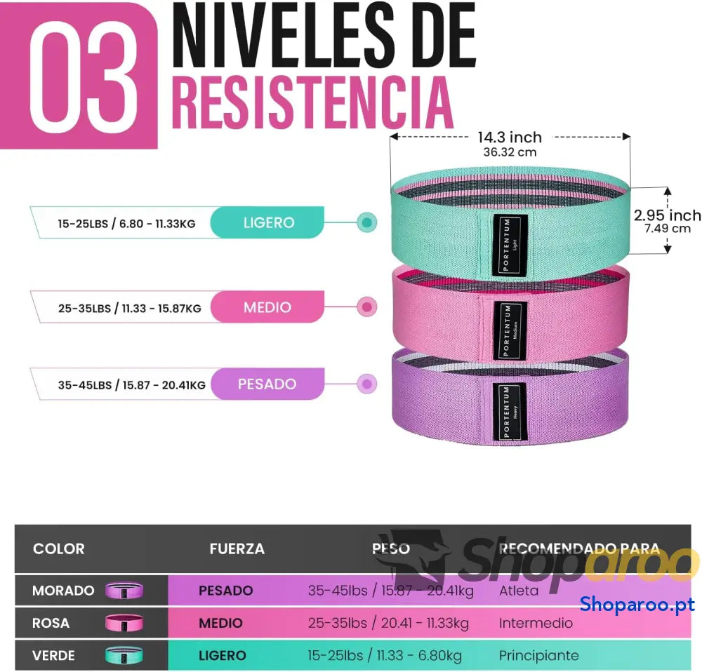 Conjunto Perfecto y Asequible 3 cintas elasticas fitness