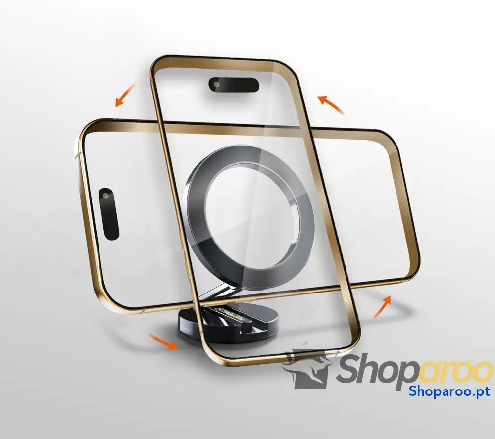 PORTENTUM Suporte móvel para carro Magsafe dobrável com poderoso íman (20 x N52) e rotação de 360 ° – espigão