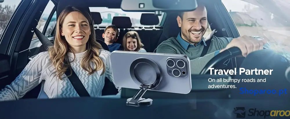PORTENTUM Suporte móvel para carro Magsafe dobrável com poderoso íman (20 x N52) e rotação de 360 ° – espigão