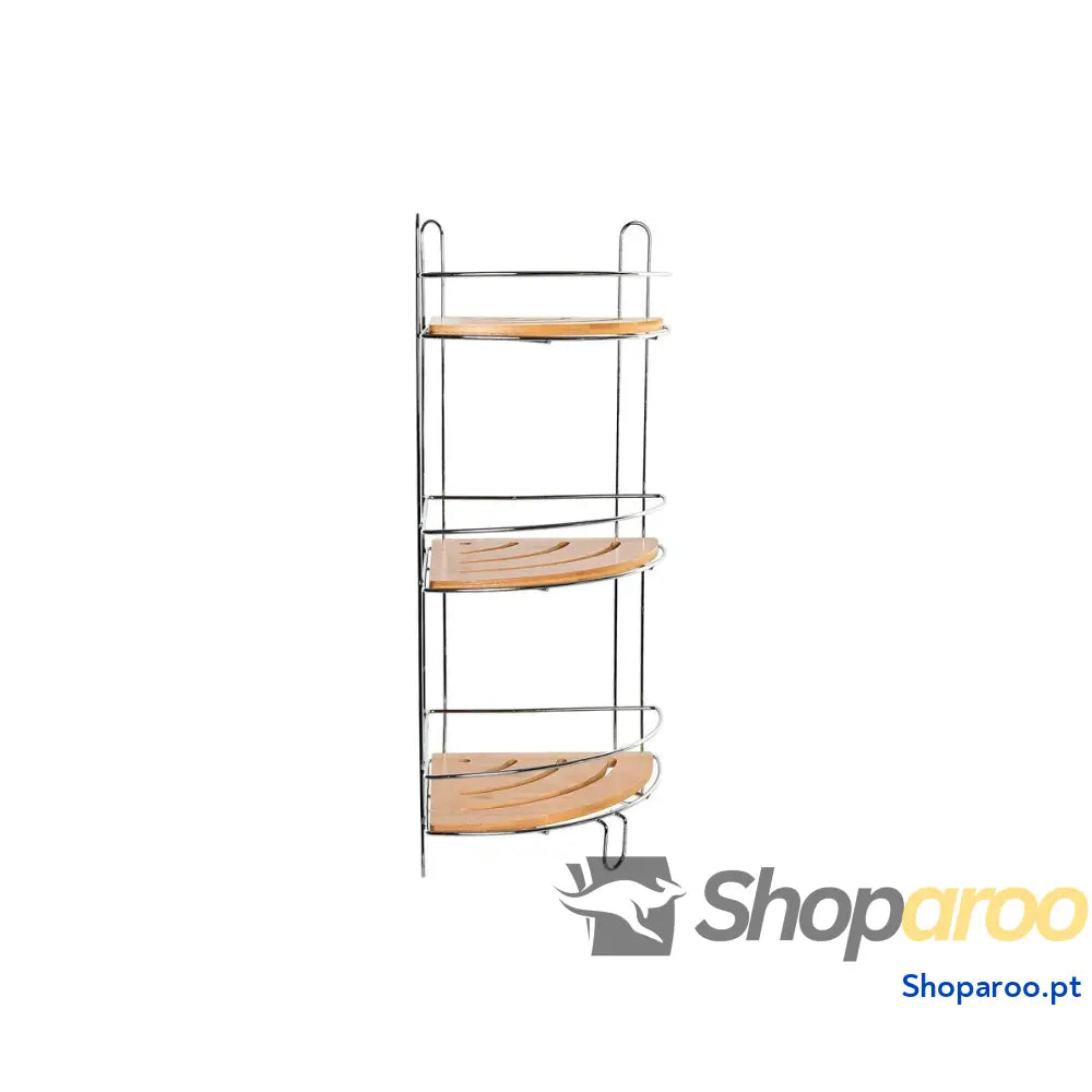 Prateleira de Casa Banho DKD Home Decor Bambu Alumínio Metal cromado inoxidável Natural 19,5 x 47 cm