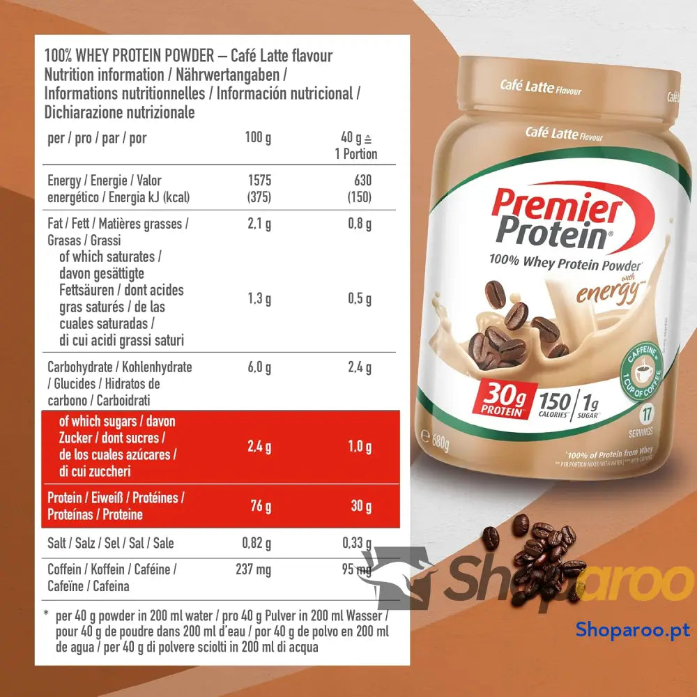 Premier Protein Whey 100 % Powder Café Latte 680 g