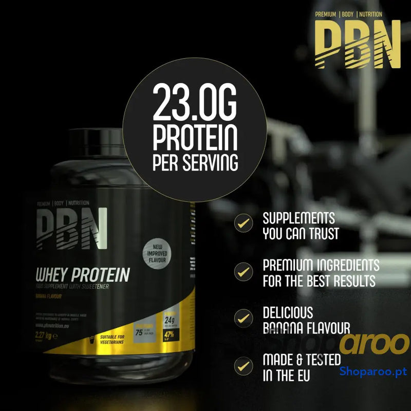 Premium Body Nutrition Proteína de soro leite em pó 2,27 kg (embalagem 1) sabor banana otimizado