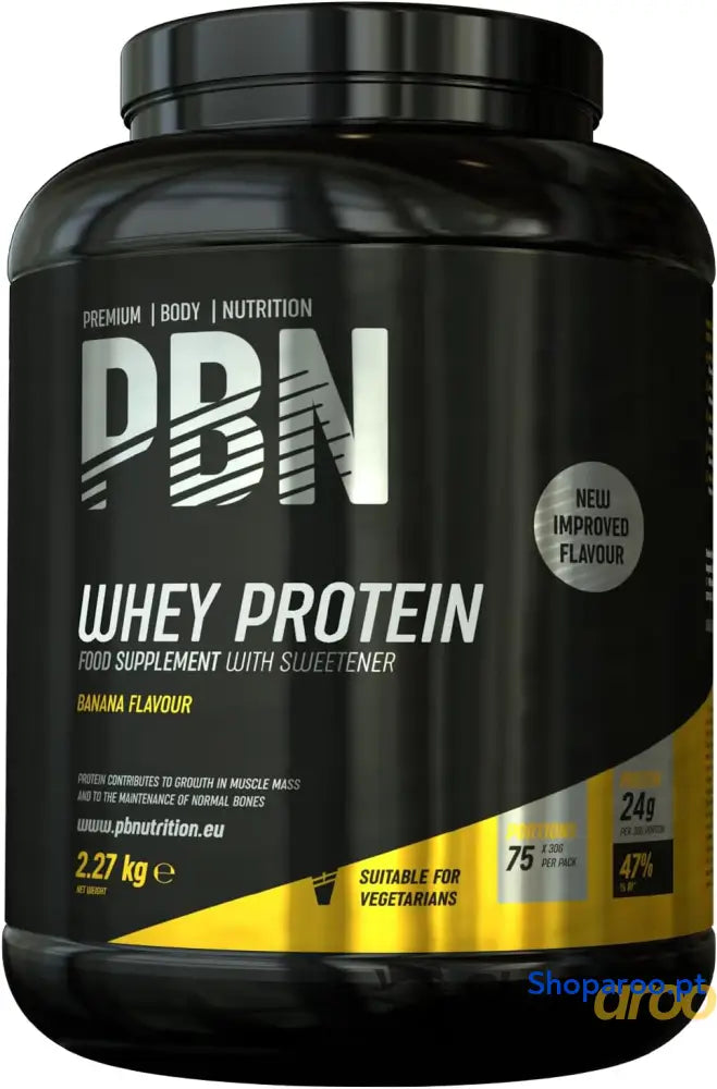 Premium Body Nutrition Proteína de soro leite em pó 2,27 kg (embalagem 1) sabor banana otimizado