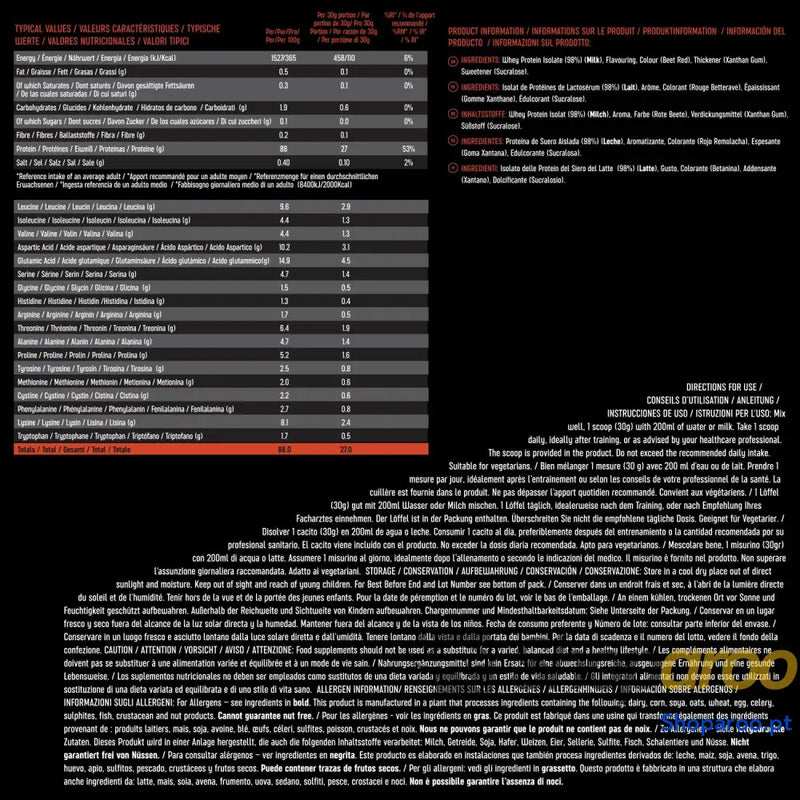 Premium Body Nutrition Whey Isolato Isolado de proteína soro leite em pó 33 porções