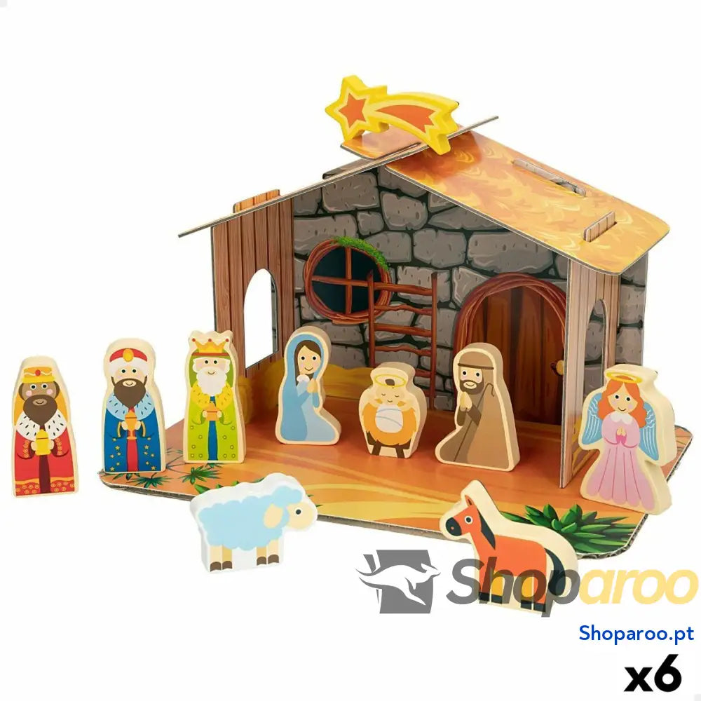 Presépio de Natal Woomax Madeira Cartão 22 x 16 x 12 cm 11 Peças