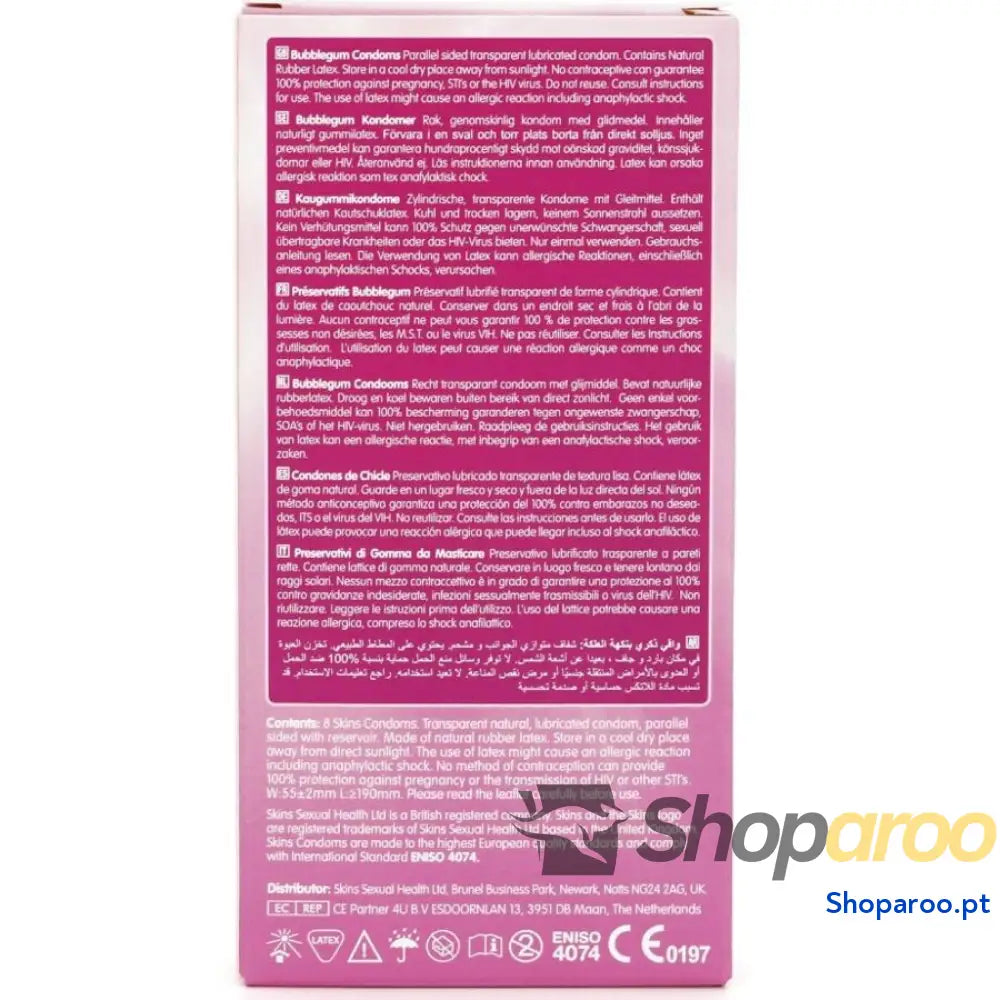 PRESERVATIVOS BUBBLEGUM PREMIUM PACOTE 8