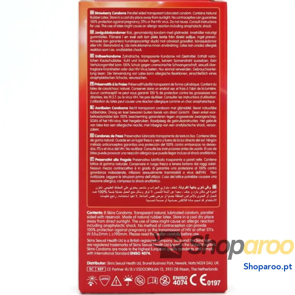 PRESERVATIVOS PREMIUM DE MORANGO PACOTE COM 8