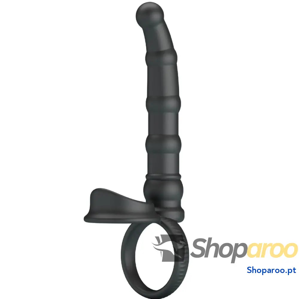 PRETTY LOVE - ANEL VIBRATÓRIO PARA PÊNIS TATUM COM PLUG 10 VIBRAÇÕES PRETO