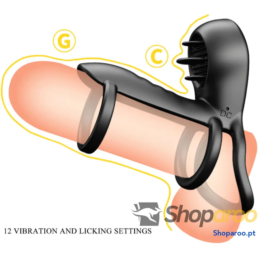 PRETTY LOVE - BAINHA DE PÊNIS JAMMY 12 VIBRAÕES COM LÍNGUA DE SILICONE RECARREGVEL