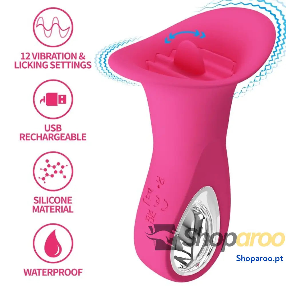 PRETTY LOVE - CLYDE VIBRADOR ORAL LÍNGUA VIBRANTE 12 VIBRAÇÕES ROSA