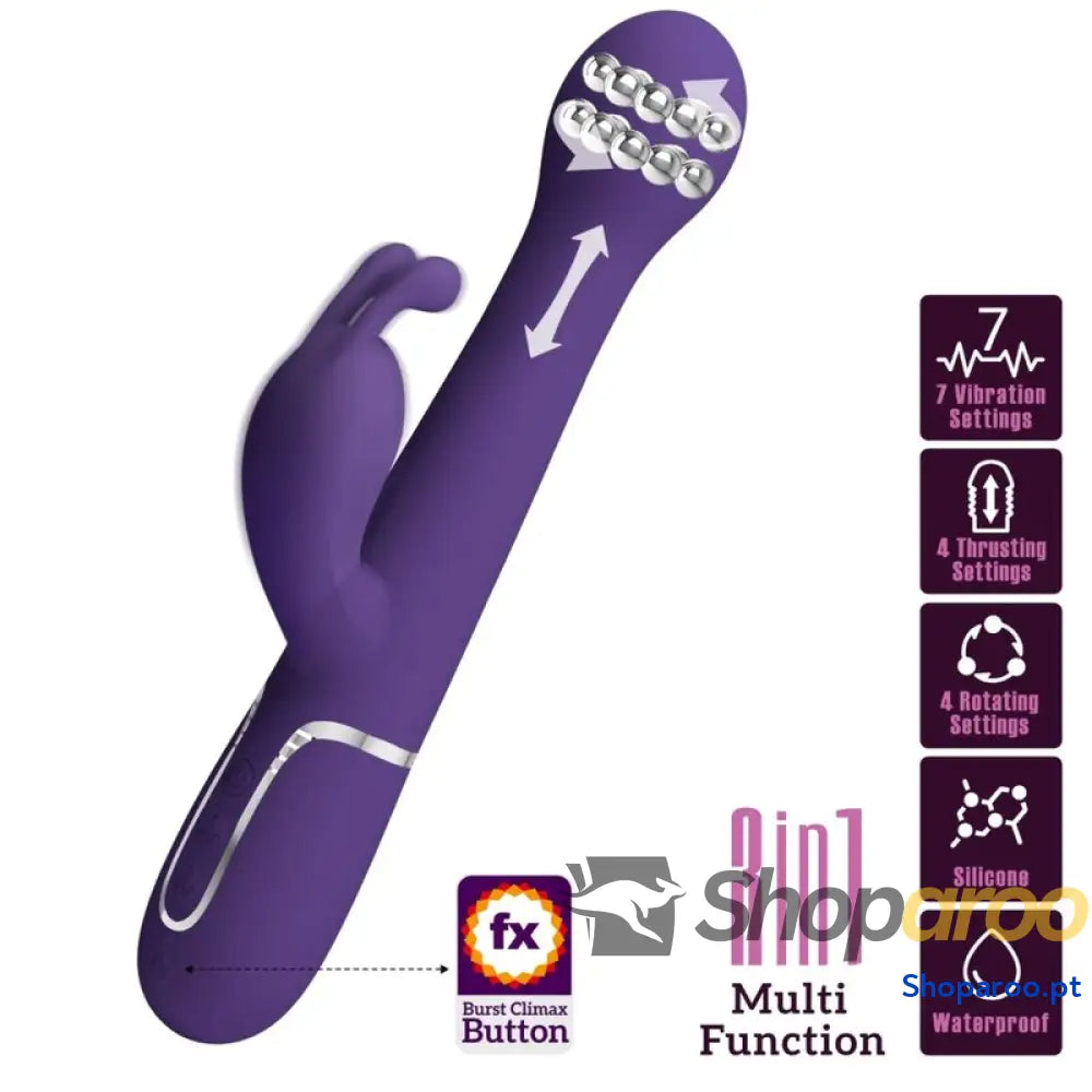 PRETTY LOVE - DEJON VIBRADOR COELHO 3 EM 1 MULTIFUNO ROXO