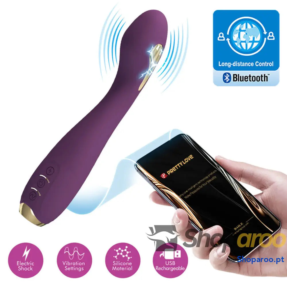 PRETTY LOVE HECTOR VIBRADOR ELECTROSHOCK POR APP CONTROL ROXO