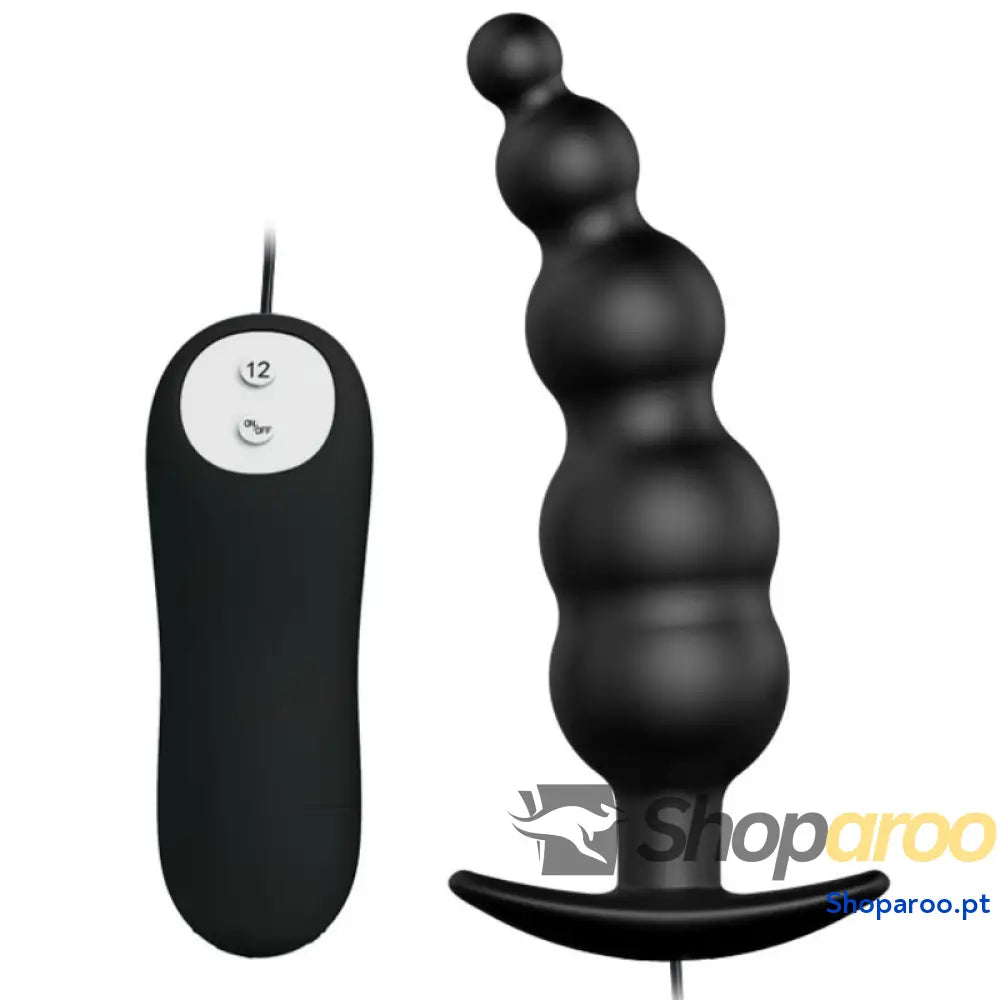 PRETTY LOVE - PLUG ANAL ESTIMULAO EXTRA DE SILICONE E 12 MODOS VIBRAO PRETO