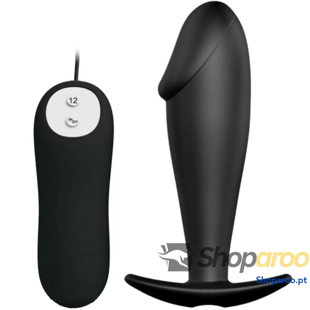PRETTY LOVE - SILICONE ANAL PLUG FORMA DE PÊNIS E 12 MODOS VIBRAO PRETO
