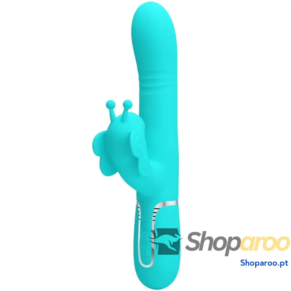 PRETTY LOVE - VIBRADOR COELHO MULTIFUNÇÕES 4 EM 1 BUTTERFLY AQUA VERDE