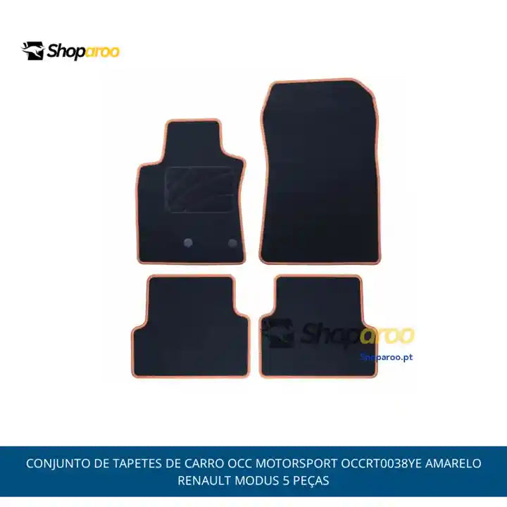 Conjunto de Tapetes de Carro OCC Motorsport OCCRT0038YE Amarelo Renault Modus 5 Pe&ccedil;as by@Outfy