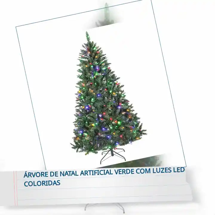 &Aacute;rvore de Natal artificial verde com luzes LED coloridas by@Outfy