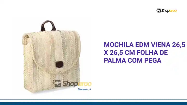 Mochila EDM Viena 26,5 x 26,5 cm Folha de palma Com pega by@Outfy