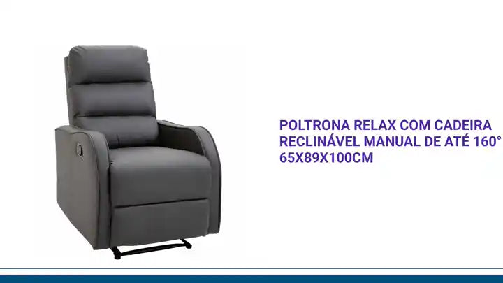 Poltrona Relax com cadeira reclin&aacute;vel manual de at&eacute; 160&deg; 65x89x100cm by@Outfy