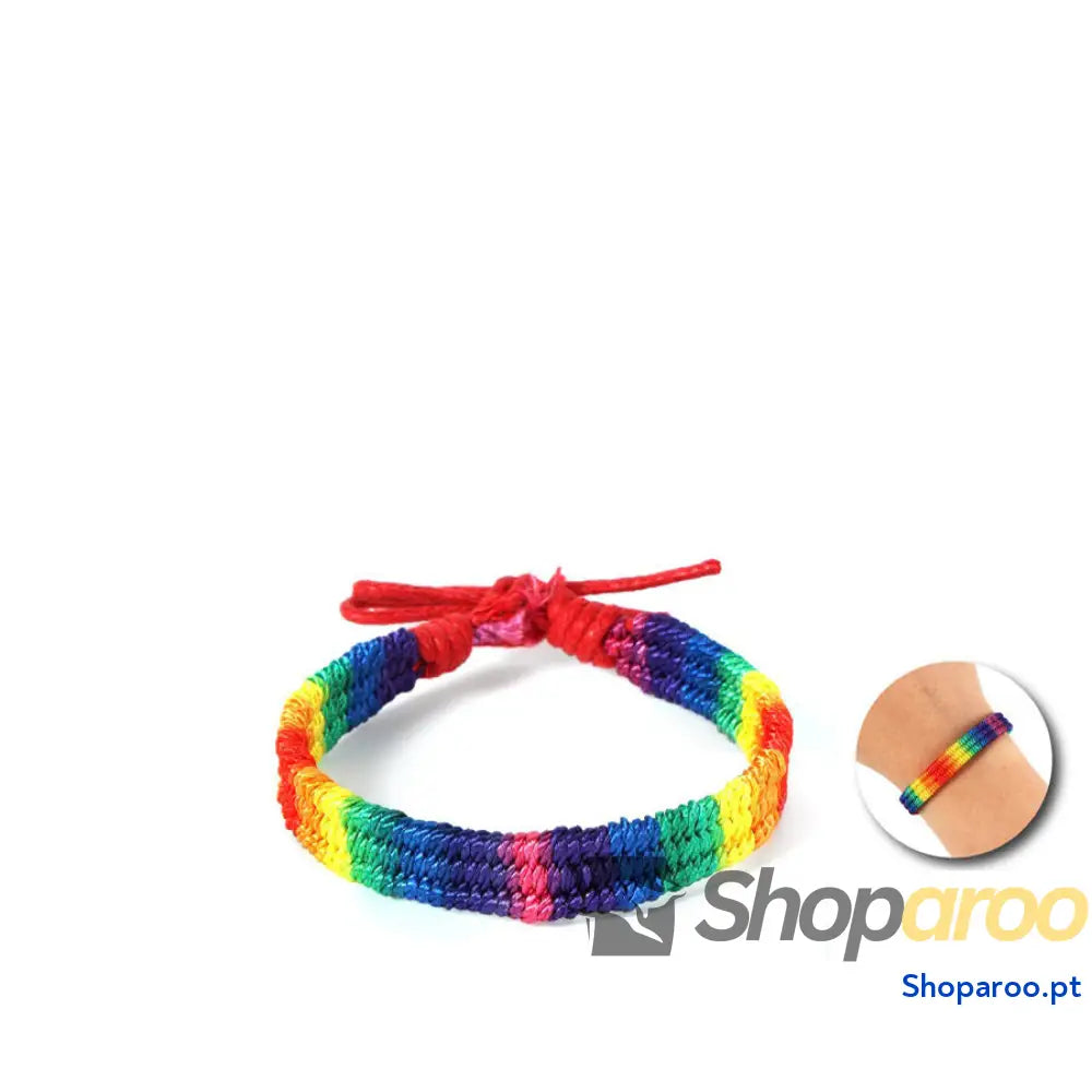PRIDE - PULSEIRA TRANÇADA COM BANDEIRA DO ARCO-ÍRIS