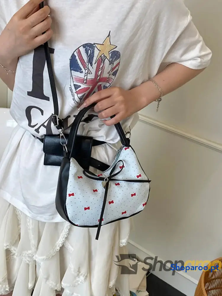 Printed Bow Shoulder Bag