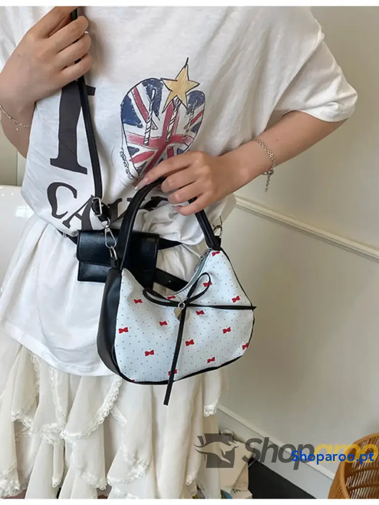 Printed Bow Shoulder Bag