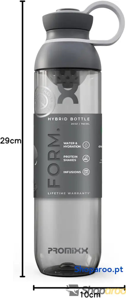Garrafa misturadora Promixx FORM V2 para proteínas 760 ml cinzento