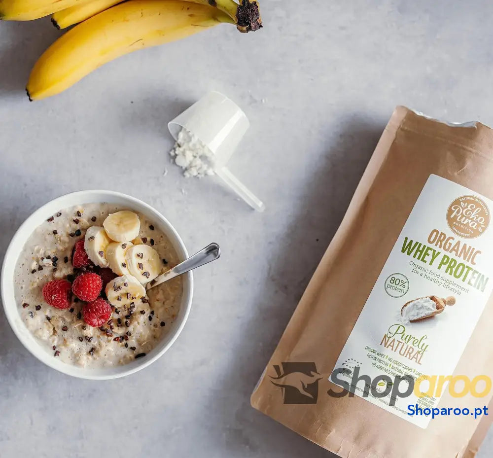 Proteína de soro leite orgânica Puramente natural 80% proteína Sem aditivos OGM soja 500 g
