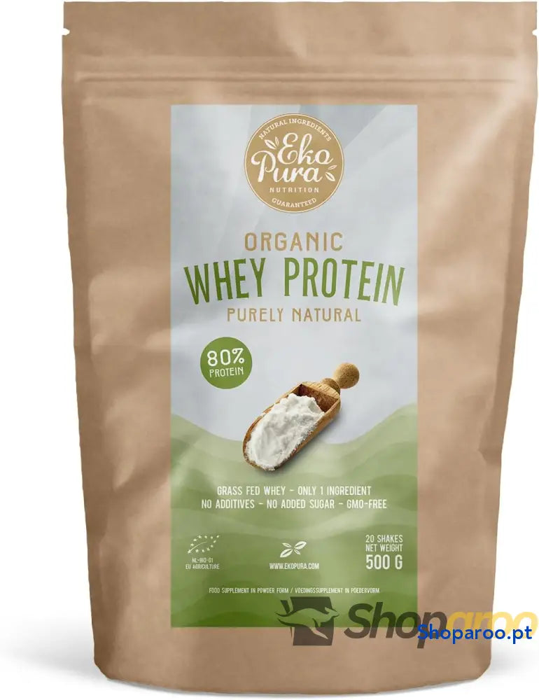 Proteína de soro leite orgânica Puramente natural 80% proteína Sem aditivos OGM soja 500 g