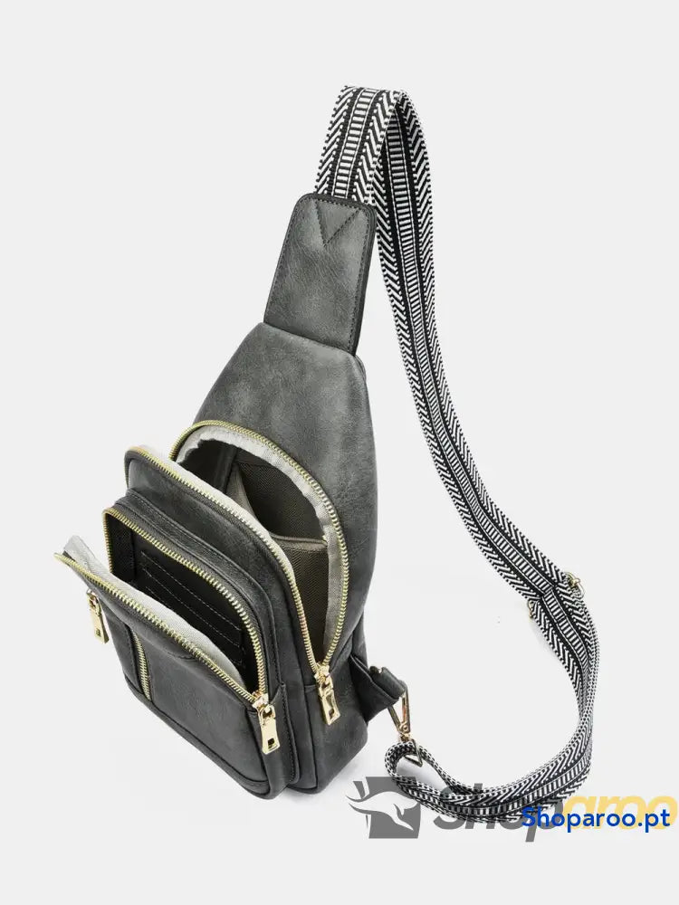 PU Leather Adjustable Strap Crossbody Bag