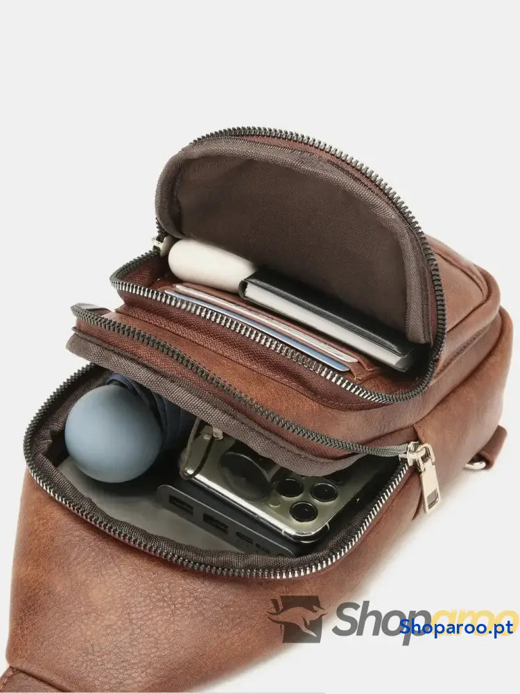 PU Leather Crossbody Bag with Two Detachable Strap