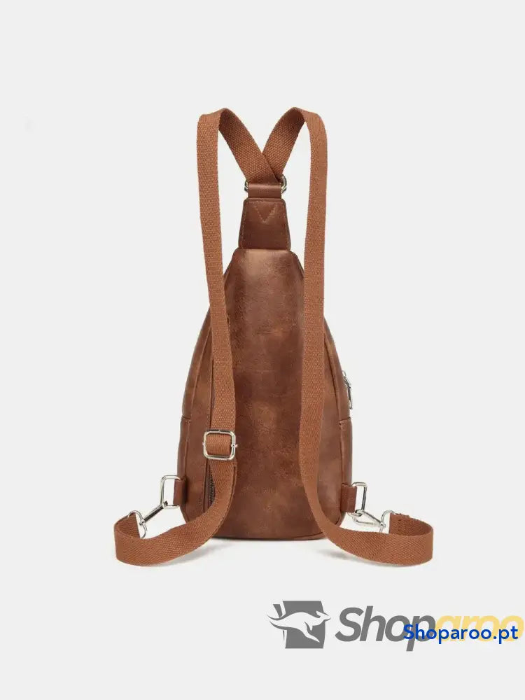 PU Leather Crossbody Bag with Two Detachable Strap