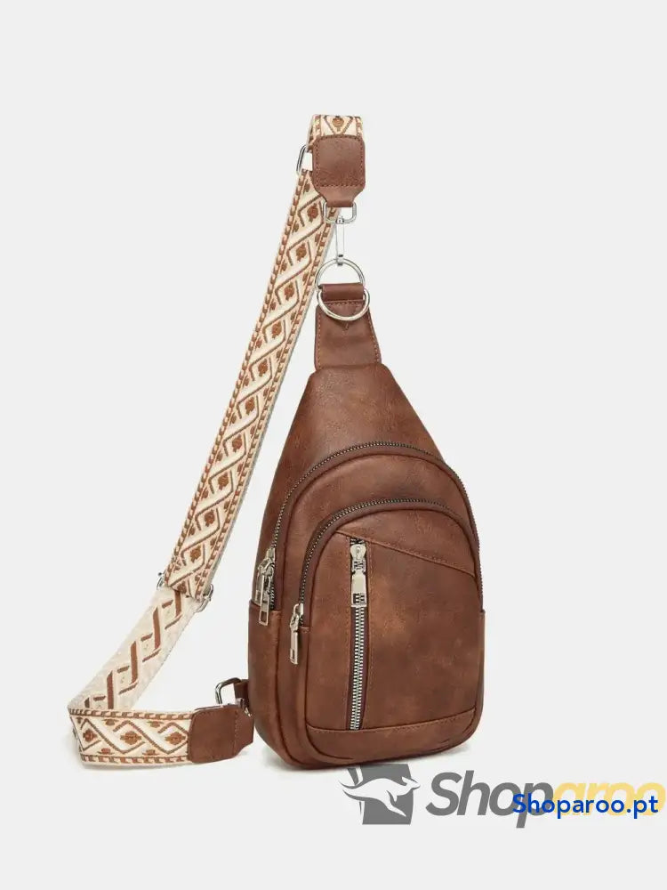PU Leather Crossbody Bag with Two Detachable Strap