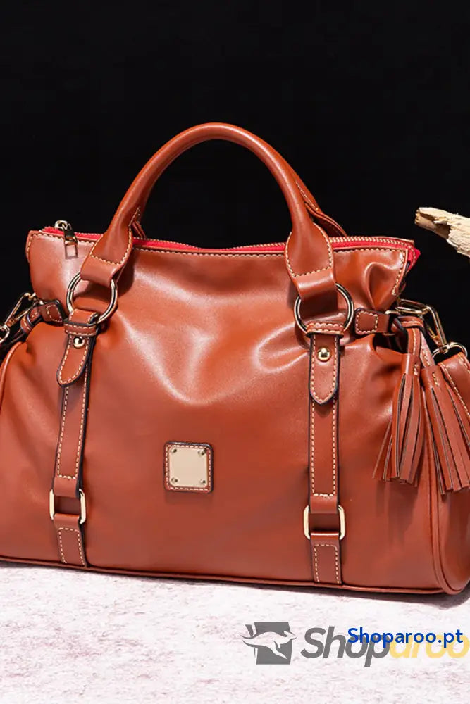 PU Leather Handbag with Tassels